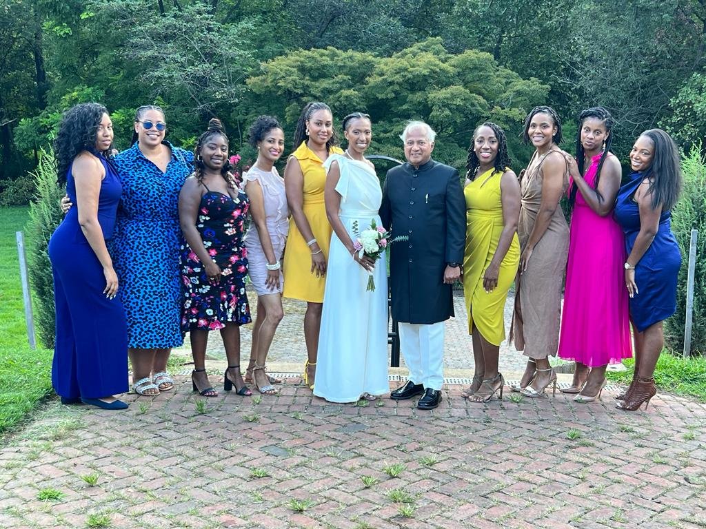 Friends and family gathered at an interfaith wedding