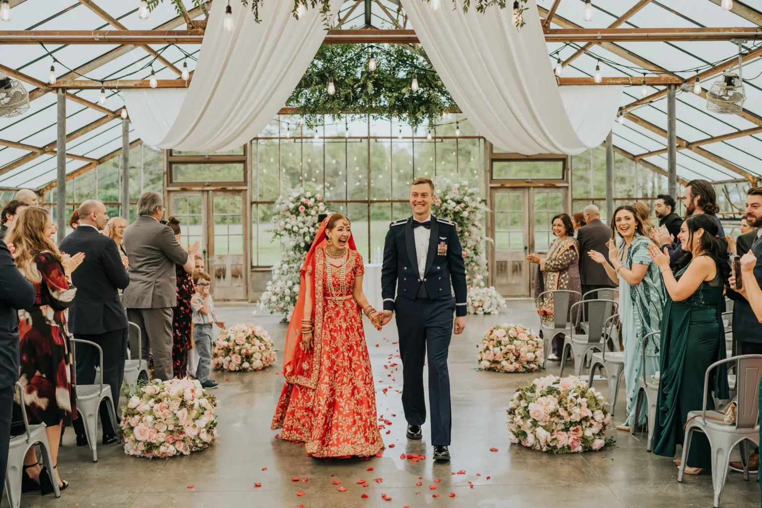 Mariam Khan and Major Phillip McCoy celebrating at their wedding